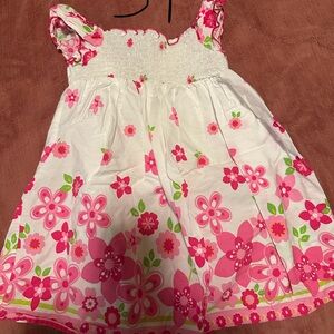 Floral Pink and White Kids Dress